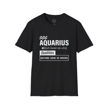 aquarius t-shirt, black t-shirt, front image