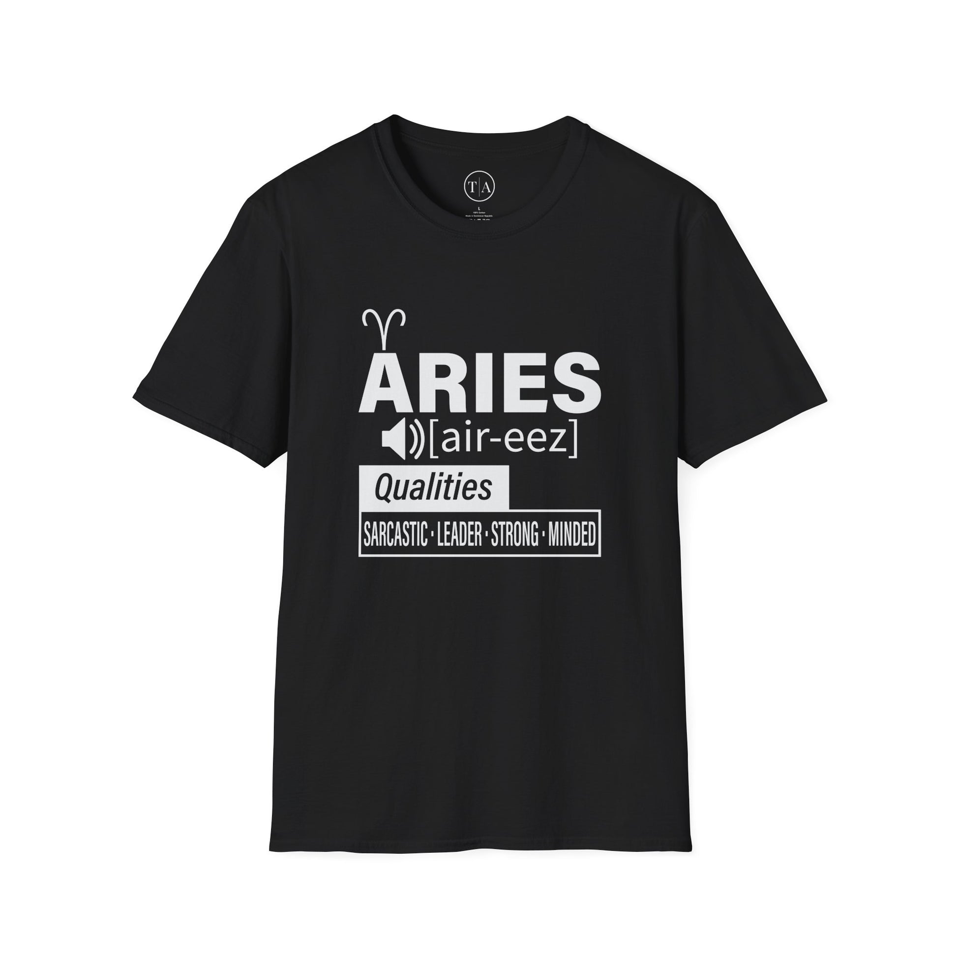 aries t-shirt, black t-shirt, front image