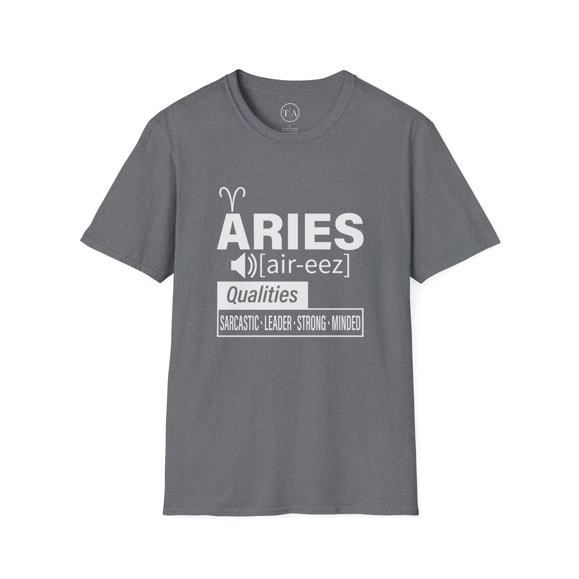 aries t-shirt, gray t-shirt, front image