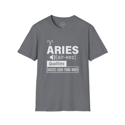 aries t-shirt, gray t-shirt, front image