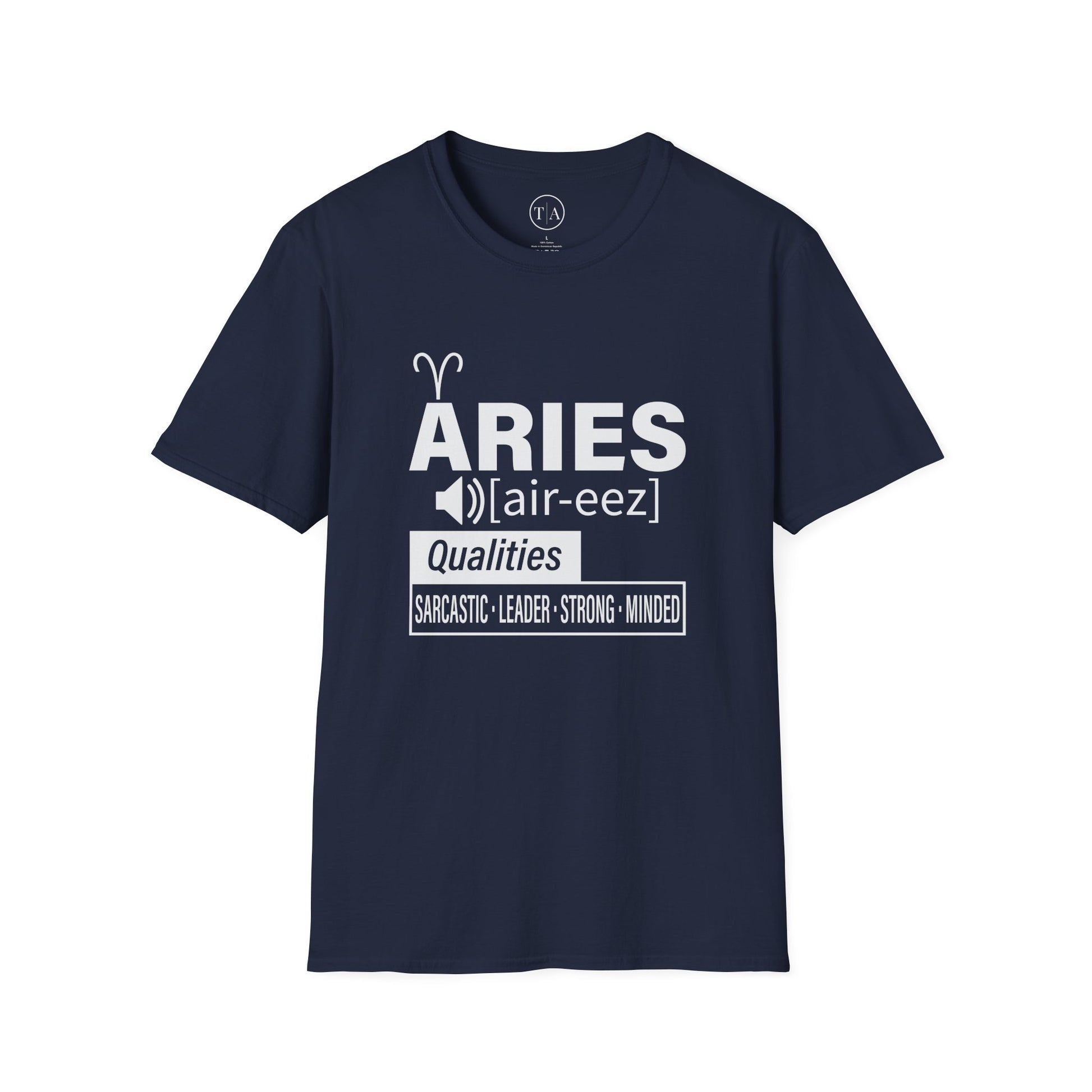 aries t-shirt, navy t-shirt, front image